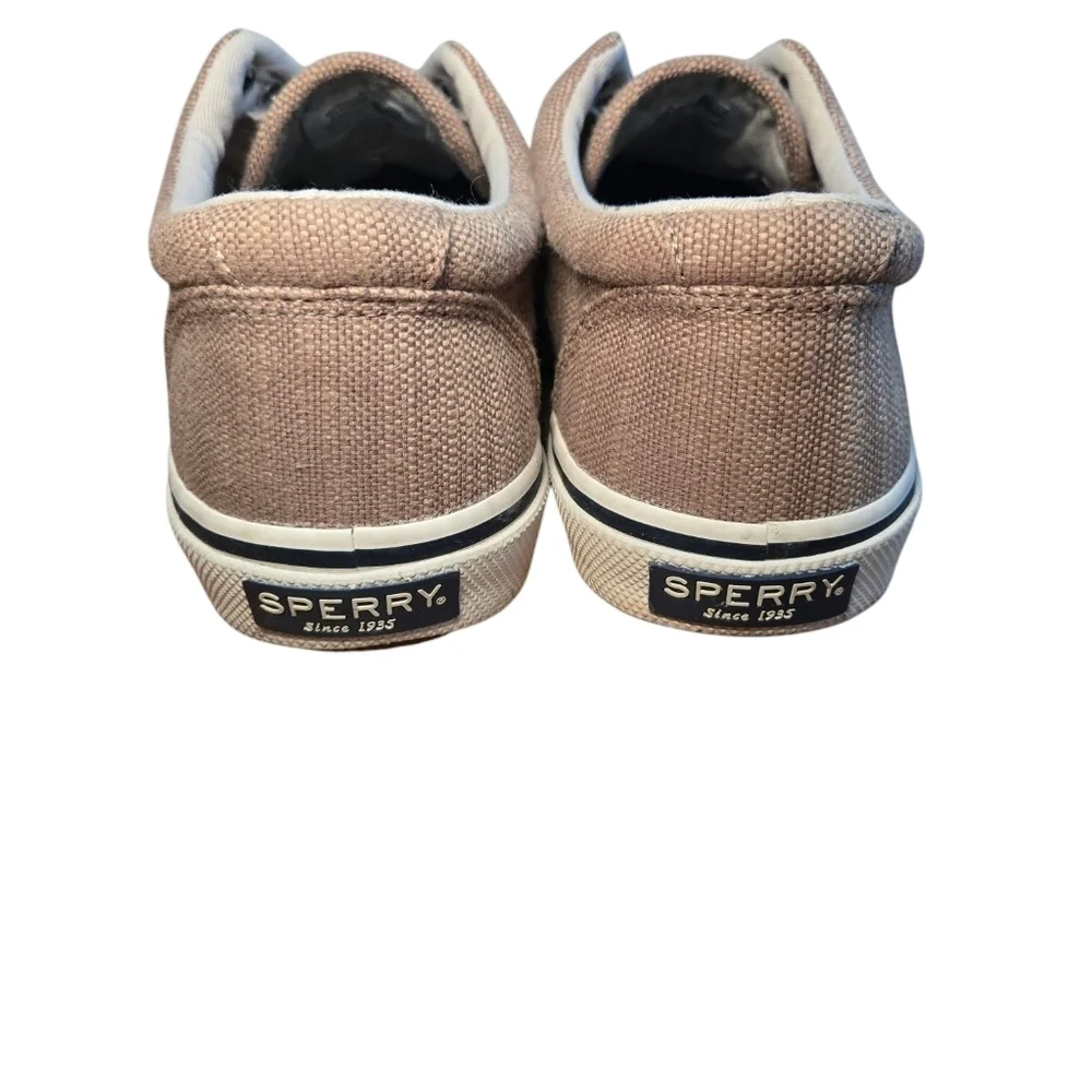Sperry Topsider Tan Canvas Men's Boat Shoes Size 8 No Laces